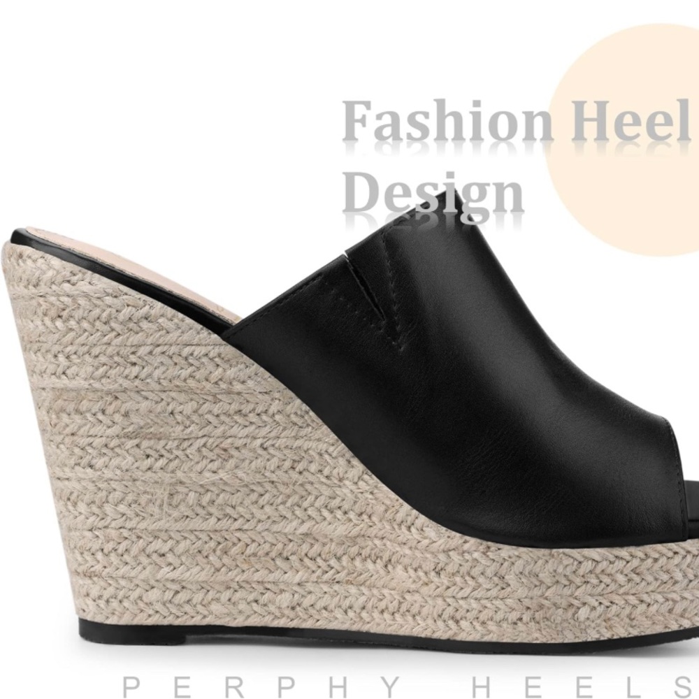 Black Open Toe, Slide Platform Heel Size 6 - image 5